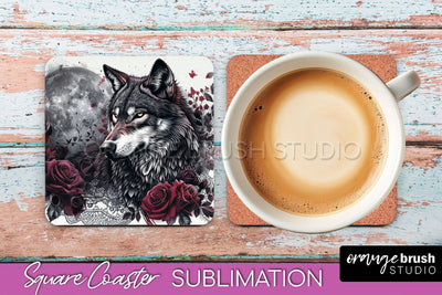 Gothic Coaster Sublimation - Dark Academia Square Coaster Sublimation OrangeBrushStudio 