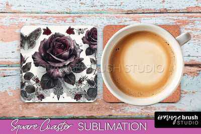 Gothic Coaster Sublimation - Dark Academia Square Coaster Sublimation OrangeBrushStudio 
