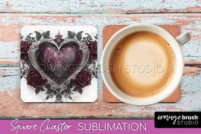 Gothic Coaster Sublimation - Dark Academia Square Coaster Sublimation OrangeBrushStudio 