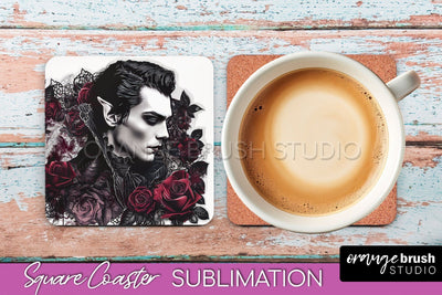 Gothic Coaster Sublimation - Dark Academia Square Coaster Sublimation OrangeBrushStudio 