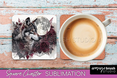Gothic Coaster Sublimation - Dark Academia Square Coaster Sublimation OrangeBrushStudio 