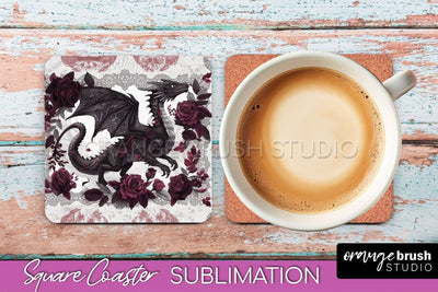 Gothic Coaster Sublimation - Dark Academia Square Coaster Sublimation OrangeBrushStudio 