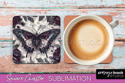 Gothic Coaster Sublimation - Dark Academia Square Coaster Sublimation OrangeBrushStudio 
