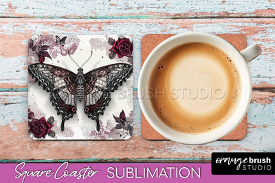 Gothic Coaster Sublimation - Dark Academia Square Coaster Sublimation OrangeBrushStudio 