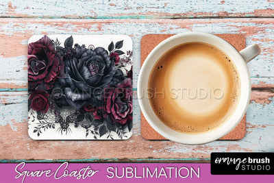 Gothic Coaster Sublimation - Dark Academia Square Coaster Sublimation OrangeBrushStudio 