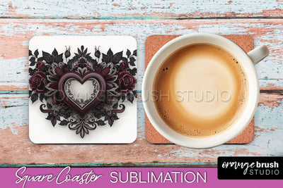 Gothic Coaster Sublimation - Dark Academia Square Coaster Sublimation OrangeBrushStudio 