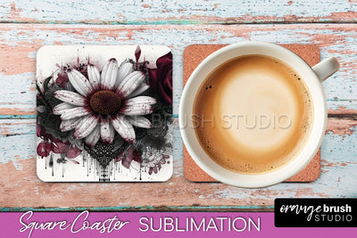 Gothic Coaster Sublimation - Dark Academia Square Coaster Sublimation OrangeBrushStudio 