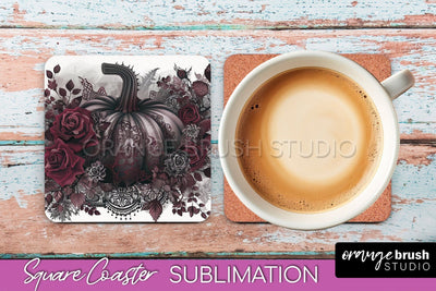 Gothic Coaster Sublimation - Dark Academia Square Coaster Sublimation OrangeBrushStudio 