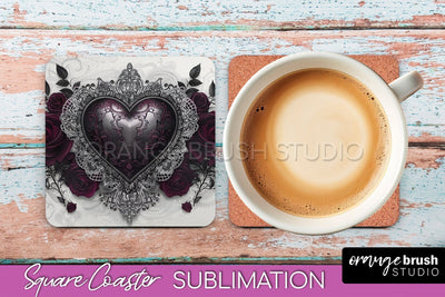 Gothic Coaster Sublimation - Dark Academia Square Coaster Sublimation OrangeBrushStudio 