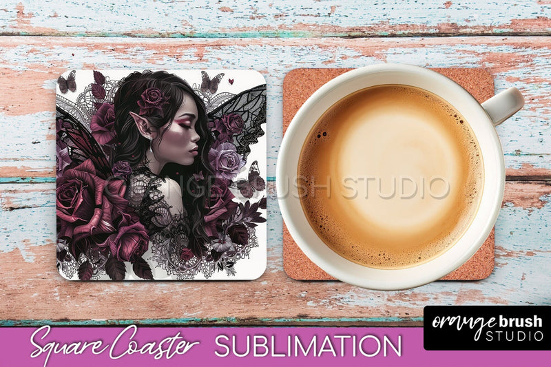 Gothic Coaster Sublimation - Dark Academia Square Coaster Sublimation OrangeBrushStudio 