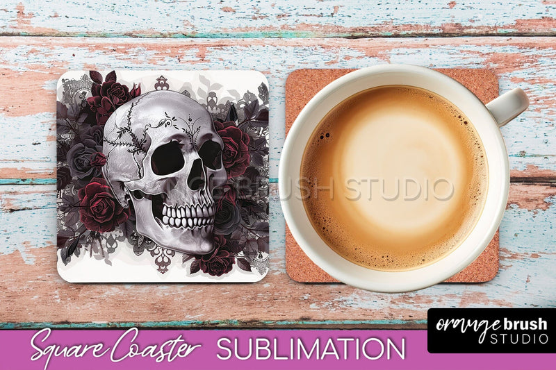 Gothic Coaster Sublimation - Dark Academia Square Coaster Sublimation OrangeBrushStudio 