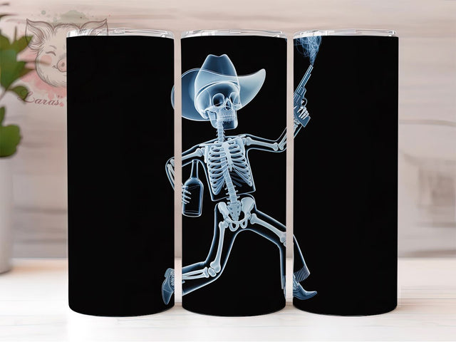 Gothic Cowboy Skull Western Tumbler, Gothic Cowboy Design, Country Skull Art, Western Horror Gift, Skeleton Pattern Cup, Dark Country Style, Rodeo Skull Design Sublimation Lara' s Designs 