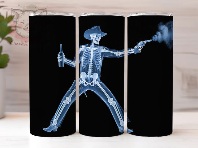 Gothic Cowboy Skull Western Tumbler, Gothic Cowboy Design, Country Skull Art, Western Horror Gift, Skeleton Pattern Cup, Dark Country Style, Rodeo Skull Design Sublimation Lara' s Designs 