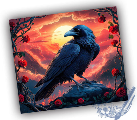 Gothic Crow 20oz Skinny Tumbler PNG, Halloween Black Raven Tumbler Sublimation Wrap, Straight & Tapered Tumbler Wrap, Instant Digital Download Sublimation ToriDesigns 