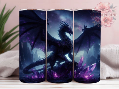 Gothic Crystal Mythical Dragon 20oz Tumbler, Gothic Fantasy Cup Wrap, Mythical Dragon Design, Sublimation Tumbler Wrap, 20Oz Tumbler Design, Dark Fantasy Cup, Artistic Gothic Dragon Wrap Sublimation Li Zamperini 