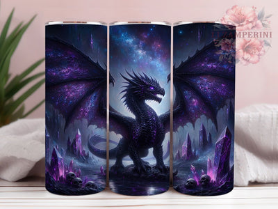 Gothic Crystal Mythical Dragon 20oz Tumbler, Gothic Fantasy Cup Wrap, Mythical Dragon Design, Sublimation Tumbler Wrap, 20Oz Tumbler Design, Dark Fantasy Cup, Artistic Gothic Dragon Wrap Sublimation Li Zamperini 