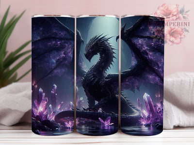 Gothic Crystal Mythical Dragon 20oz Tumbler, Gothic Fantasy Cup Wrap, Mythical Dragon Design, Sublimation Tumbler Wrap, 20Oz Tumbler Design, Dark Fantasy Cup, Artistic Gothic Dragon Wrap Sublimation Li Zamperini 