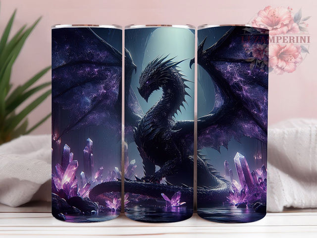 Gothic Crystal Mythical Dragon 20oz Tumbler, Gothic Fantasy Cup Wrap, Mythical Dragon Design, Sublimation Tumbler Wrap, 20Oz Tumbler Design, Dark Fantasy Cup, Artistic Gothic Dragon Wrap Sublimation Li Zamperini 