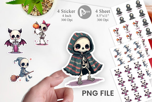Gothic Cute Skeletons Sticker Sublimation artnoy 