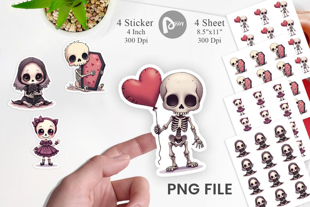 Gothic Cute Skeletons Sticker Sublimation artnoy 