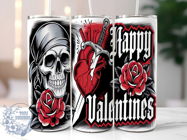 Gothic Dagger Heart Skull Valentine's Tumbler, Valentine's Day Tumbler, 20oz Sublimation Tumbler, Edgy Valentine Gift, Gothic Drinkware, Unique Heart Design, Alternative Valentine's Gift Sublimation ToriDesigns 
