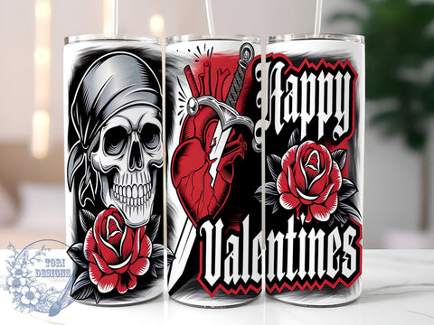 Gothic Dagger Heart Skull Valentine's Tumbler, Valentine's Day Tumbler, 20oz Sublimation Tumbler, Edgy Valentine Gift, Gothic Drinkware, Unique Heart Design, Alternative Valentine's Gift Sublimation ToriDesigns 