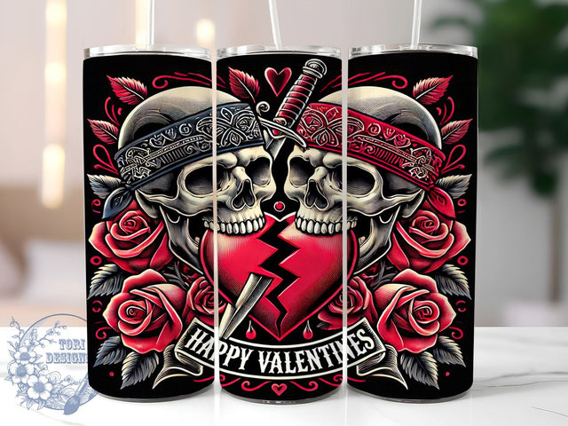 Gothic Dagger Heart Skull Valentine's Tumbler, Valentine's Day Tumbler, 20oz Sublimation Tumbler, Edgy Valentine Gift, Gothic Drinkware, Unique Heart Design, Alternative Valentine's Gift Sublimation ToriDesigns 