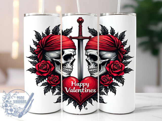 Gothic Dagger Heart Skull Valentine's Tumbler, Valentine's Day Tumbler, 20oz Sublimation Tumbler, Edgy Valentine Gift, Gothic Drinkware, Unique Heart Design, Alternative Valentine's Gift Sublimation ToriDesigns 