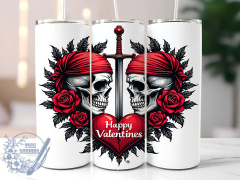 Gothic Dagger Heart Skull Valentine's Tumbler, Valentine's Day Tumbler, 20oz Sublimation Tumbler, Edgy Valentine Gift, Gothic Drinkware, Unique Heart Design, Alternative Valentine's Gift Sublimation ToriDesigns 