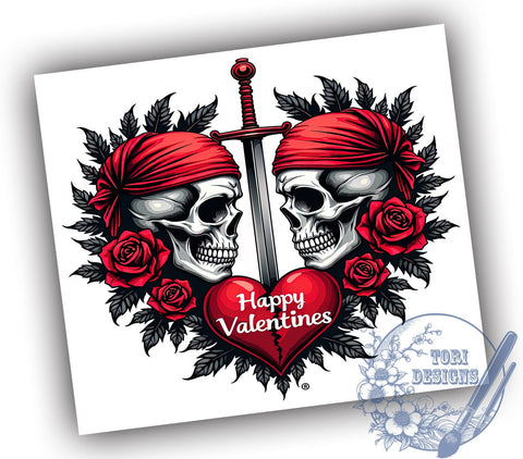Gothic Dagger Heart Skull Valentine's Tumbler, Valentine's Day Tumbler, 20oz Sublimation Tumbler, Edgy Valentine Gift, Gothic Drinkware, Unique Heart Design, Alternative Valentine's Gift Sublimation ToriDesigns 