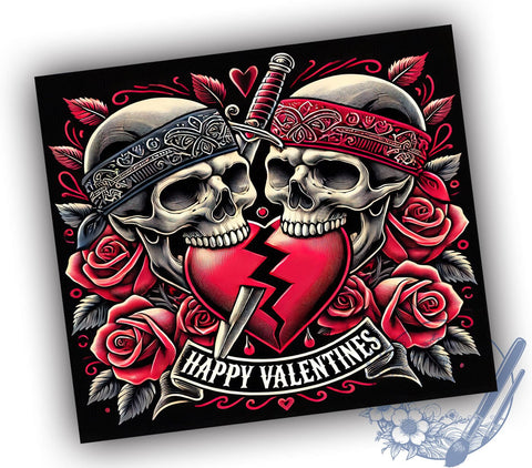 Gothic Dagger Heart Skull Valentine's Tumbler, Valentine's Day Tumbler, 20oz Sublimation Tumbler, Edgy Valentine Gift, Gothic Drinkware, Unique Heart Design, Alternative Valentine's Gift Sublimation ToriDesigns 