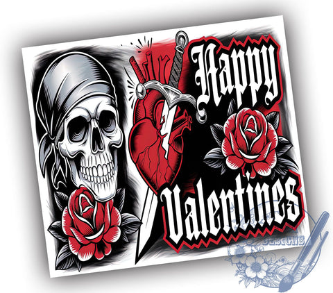 Gothic Dagger Heart Skull Valentine's Tumbler, Valentine's Day Tumbler, 20oz Sublimation Tumbler, Edgy Valentine Gift, Gothic Drinkware, Unique Heart Design, Alternative Valentine's Gift Sublimation ToriDesigns 