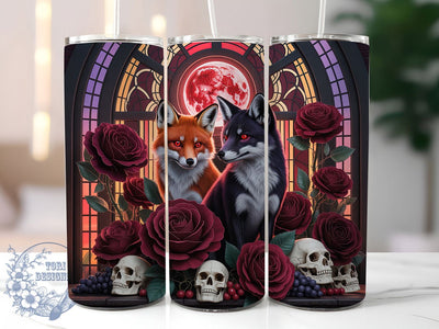 Gothic Dark Fantasy Fox Tumbler Wrap, Dark Fantasy Fox Wrap, 20Oz Skinny Tumbler Wrap, Mystical Animal Sublimation, Enchanted Forest Fox Design, Fantasy Creature Tumbler, Dark Woodland Drinkware Sublimation ToriDesigns 