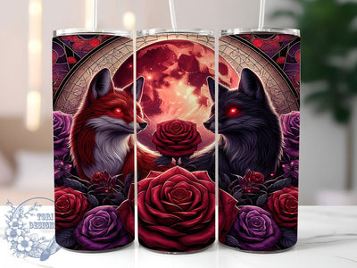 Gothic Dark Fantasy Fox Tumbler Wrap, Dark Fantasy Fox Wrap, 20Oz Skinny Tumbler Wrap, Mystical Animal Sublimation, Enchanted Forest Fox Design, Fantasy Creature Tumbler, Dark Woodland Drinkware Sublimation ToriDesigns 