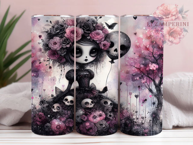 Gothic Dark Halloween Girl Tumbler, Halloween Girl Wrap, 20oz Sublimation, Spooky Girl Cup, Gothic Tumbler Design, Halloween Drinkware, Dark Girl Tumbler Sublimation Li Zamperini 