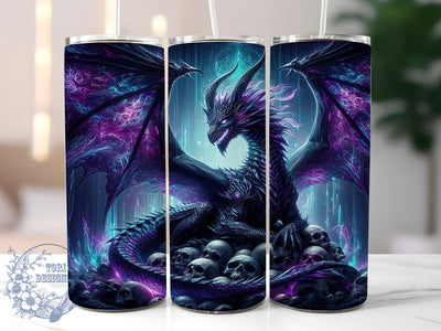 Gothic Dark Purple Dragon Tumbler, Dragon with Skulls Design, 20Oz Sublimation, Gothic Dragon Tumbler, Purple Skull Art, Fantasy Dark Dragon Wrap, Mystic Gothic Printable Sublimation ToriDesigns 