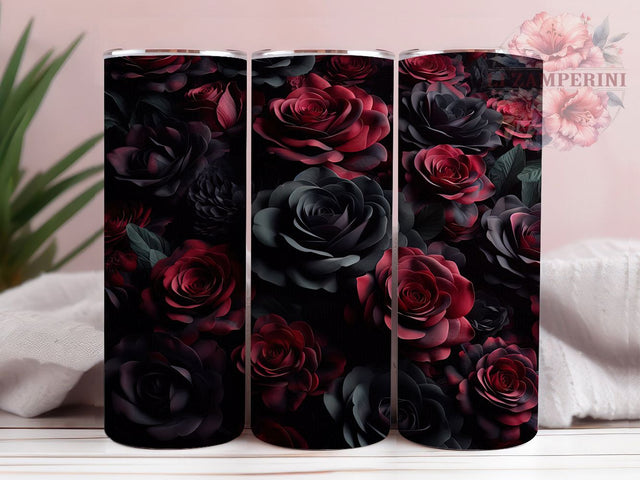 Gothic Dark Romance Rose Tumbler, Black Red Rose Art, Gothic Romance Design, 20Oz Wrap Design, Rose Sublimation, Dark Floral Theme, Romantic Gothic Aesthetic Sublimation Li Zamperini 