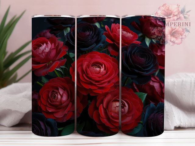 Gothic Dark Romance Rose Tumbler, Black Red Rose Art, Gothic Romance Design, 20Oz Wrap Design, Rose Sublimation, Dark Floral Theme, Romantic Gothic Aesthetic Sublimation Li Zamperini 