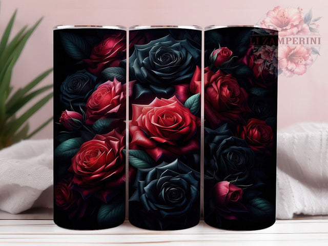 Gothic Dark Romance Rose Tumbler, Black Red Rose Art, Gothic Romance Design, 20Oz Wrap Design, Rose Sublimation, Dark Floral Theme, Romantic Gothic Aesthetic Sublimation Li Zamperini 