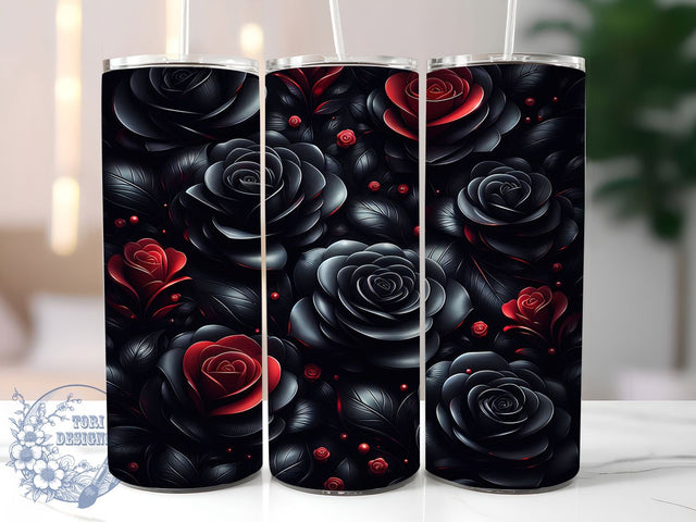 Gothic Dark Rose Floral Tumbler Wrap, Seamless Rose Wrap, 320Oz Tumbler Sublimation, Dark Floral Tumbler Design, Gothic Flower Drinkware, Elegant Rose Pattern Wrap, Victorian Gothic Tumbler Sublimation ToriDesigns 