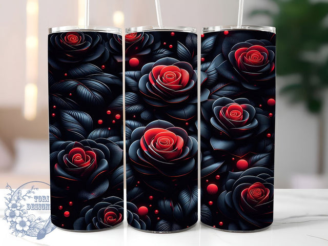Gothic Dark Rose Floral Tumbler Wrap, Seamless Rose Wrap, 320Oz Tumbler Sublimation, Dark Floral Tumbler Design, Gothic Flower Drinkware, Elegant Rose Pattern Wrap, Victorian Gothic Tumbler Sublimation ToriDesigns 