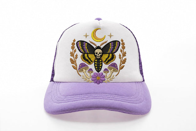 Gothic Death Moth Embroidery Design, Skull Moth Machine Embroidery, Moon Mushroom Floral Pattern, Witchy Halloween Instant Download File Embroidery/Applique DESIGNS DesignDestine 
