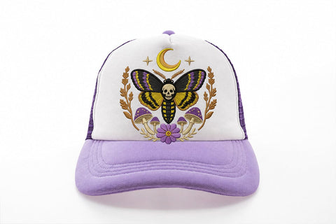 Gothic Death Moth Embroidery Design, Skull Moth Machine Embroidery, Moon Mushroom Floral Pattern, Witchy Halloween Instant Download File Embroidery/Applique DESIGNS DesignDestine 