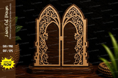Gothic Double Door Laser Cut Svg Design SVG Regulrcrative 