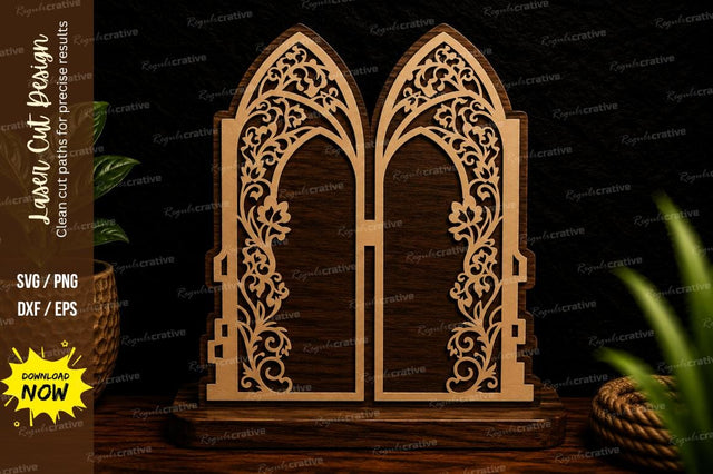 Gothic Double Door Laser Cut Svg Design SVG Regulrcrative 