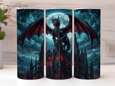 Gothic Dragon Cathedral 20oz Tumbler, Gothic Dragon PNG, Dragon Cathedral, Gothic Cathedral, Dragon Tumbler, Cathedral Tumbler, Gothic Dragon Art, 20oz Tumbler Wrap Sublimation Lara' s Designs 