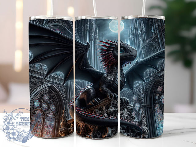 Gothic Dragon, Dark Dragon, Fantasy Wrap, Dragon Tumbler, 20Oz Tumbler, Sublimation Design, Mythical Creature Sublimation ToriDesigns 
