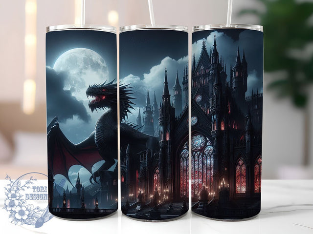 Gothic Dragon, Dark Dragon, Fantasy Wrap, Dragon Tumbler, 20Oz Tumbler, Sublimation Design, Mythical Creature Sublimation ToriDesigns 
