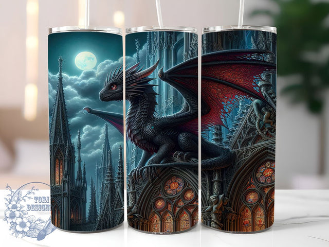 Gothic Dragon, Dark Dragon, Fantasy Wrap, Dragon Tumbler, 20Oz Tumbler, Sublimation Design, Mythical Creature Sublimation ToriDesigns 