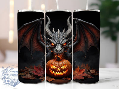 Gothic Dragon Pumpkin 20oz Tumbler, Gothic Dragon, Dragon Pumpkin, Gothic Pumpkin, 20oz Tumbler, Dragon Tumbler, Pumpkin Tumbler, Tumbler Wrap Sublimation ToriDesigns 